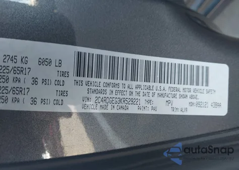 2019 Dodge Grand Caravan Gt from USA, damaged, VIN 2C4RDGEG3KR529221